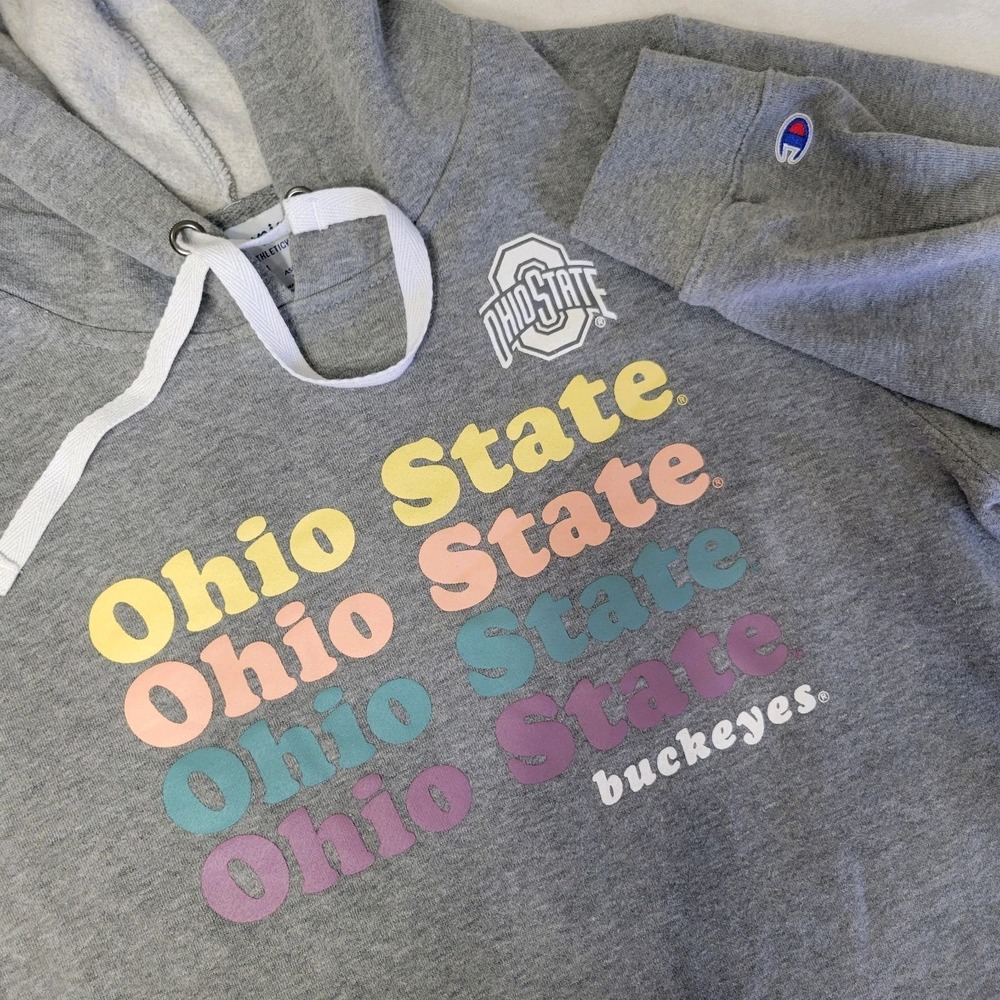 Champion Ohio State Buckeyes Womens Medium Hoodie‎ Gray Pastel Pullover